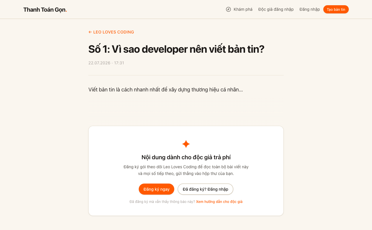 Thẻ chặn nội dung dành cho độc giả trả phí trên trang bài viết